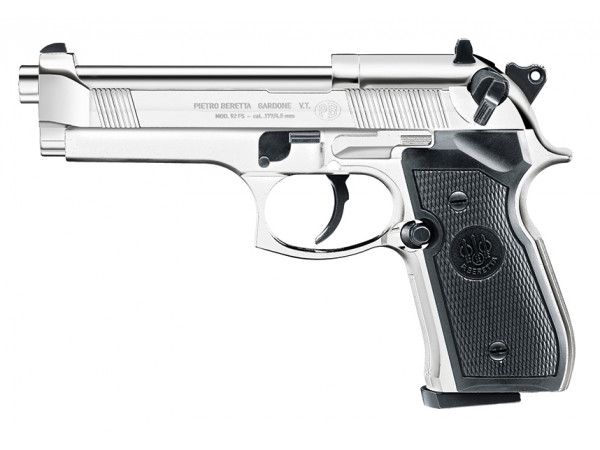 Pištoľ CO2 Beretta M92 FS polished chrome, kal. 4,5mm diabolo